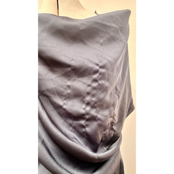 Theia Navy Blue One-Shoulder Midi Dress - Picture 5 of 11